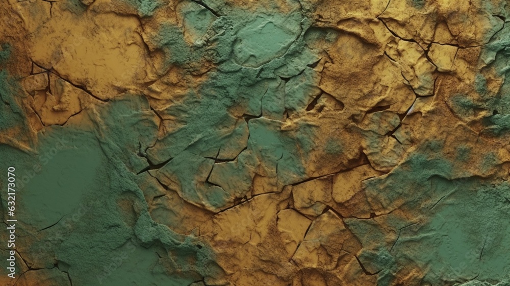 Brown green concrete wall surface.Dark olive color.Generative AI