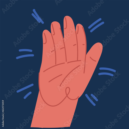 Cartoon vector illustration of Cartoon character hand goodwill gesture. Open outstretched hand, showing five fingers, extended in greeting