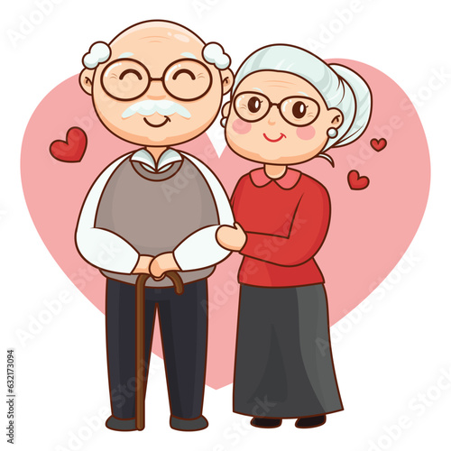 Grandparents couple with heart