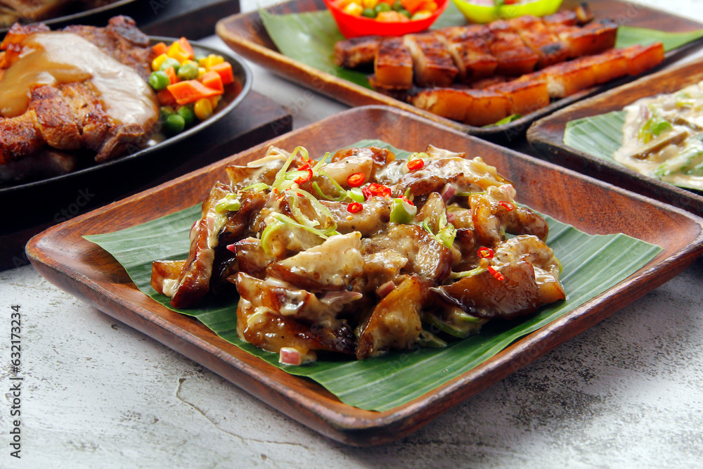 Freshly cooked Filipino food called Pork Dinakdakan Freshly cooked Filipino food called Pork Dinakdakan