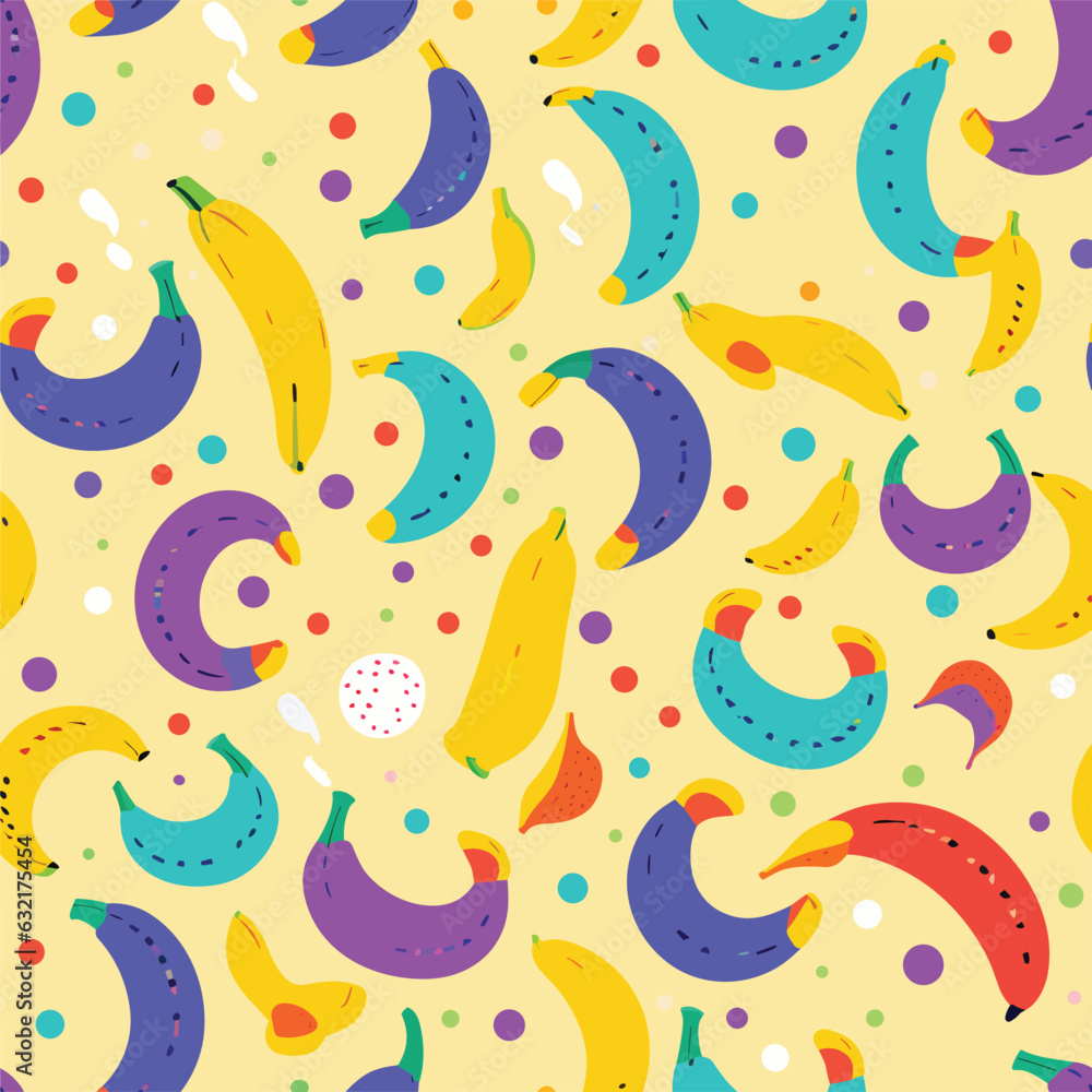 Seamless Colorful Banana Pattern.

Seamless pattern of Bananas in colorful style. Add color to your digital project with our pattern!