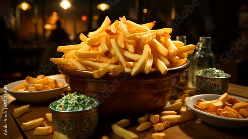 a small basket with fries is in front of it.