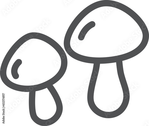 線画のシンプルキノコの単品アイコン　なめこ