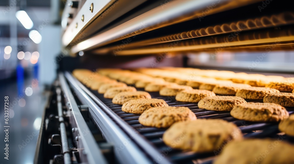baking cookies in the factory