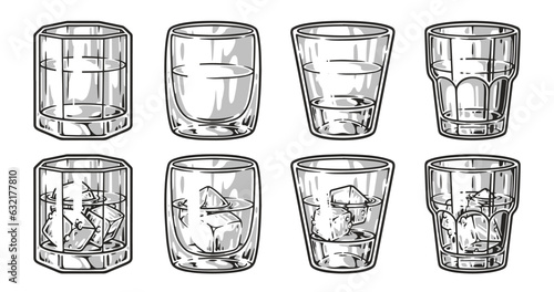 Whiskey glasses set emblem monochrome