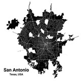 Black San Antonio city map, administrative area