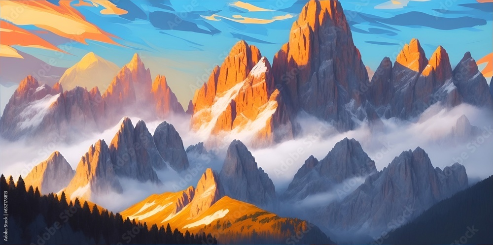 Beautiful highland landscape. AI generated illustration