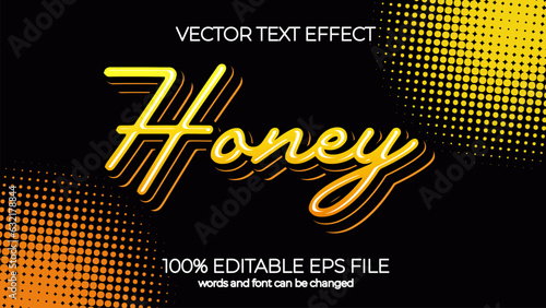 Honey editable text effect style, EPS editable text effect