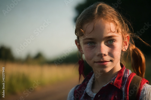 retrato de nena con mirada triste en situacion de pobreza en zona rural camino a la escuela