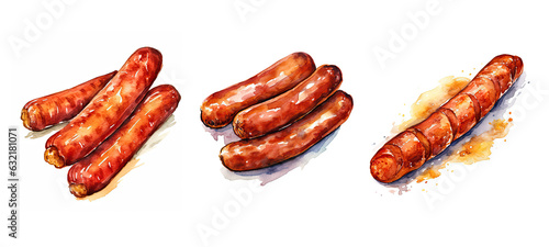 culinary fried sausage watercolor