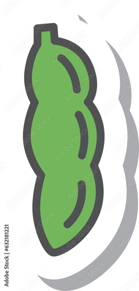 Obraz premium ステッカー風シンプル野菜の単品アイコン 枝豆