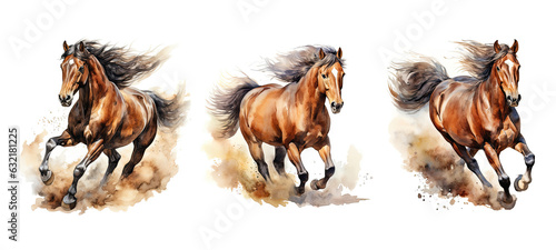 gallop galloping wild horse watercolor