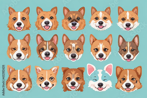 Set of cute dog stickers.,generative AI