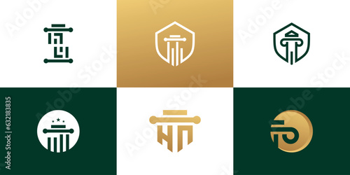 Law logo collection with creative element concept premium vector