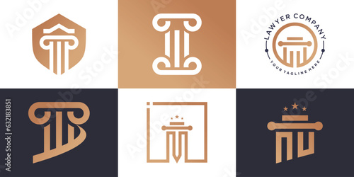 Law logo collection with creative element concept premium vector