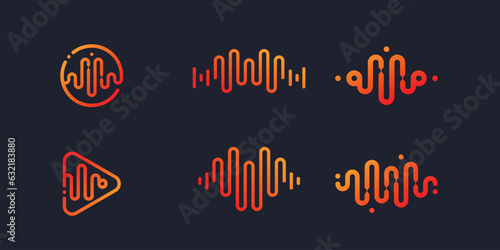 set of music logo concept with modern style premium vector