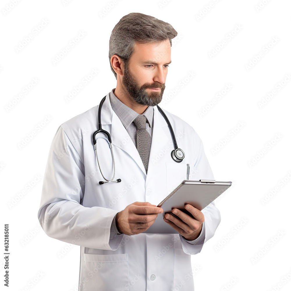 doctor Specialist Using Tablet Computer. on white doctor Specialist Using Tablet Computer. on white