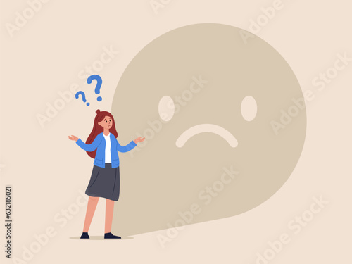 Stressed and anxiety on failure concept. Office worker with depressed sad shadow. Modern flat vector illustration.