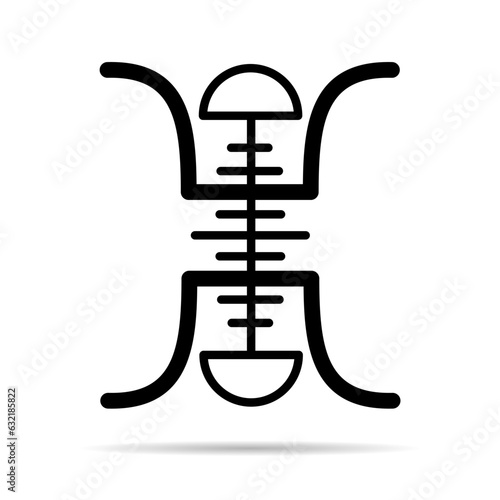 Traditional shou shadow icon, spiritual isolated shu flat symbol, asian vector illustration