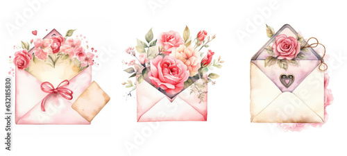 romance love letter envelope watercolor