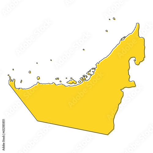 United arab emirates map icon, geography blank concept, isolated graphic background vector illustration