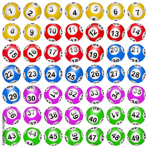Boules de loto de différentes couleurs en PNG