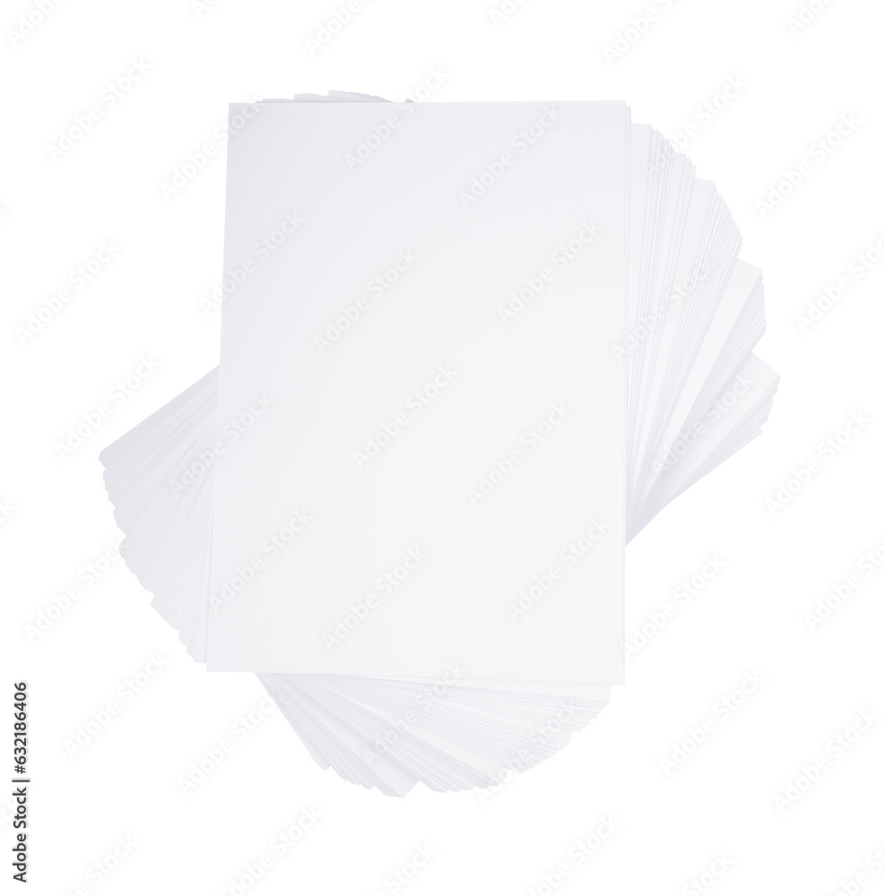 The Top view of Stack A4 size blank paper isolated on white background ...