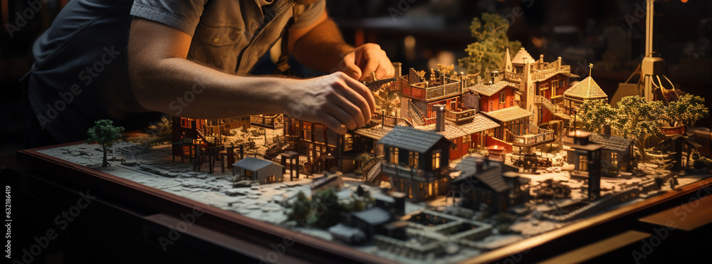 Architect designing and building a model house. Generative Ai Architect designing and building a model house. Generative Ai