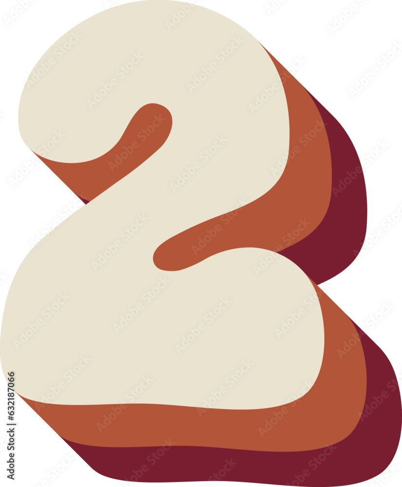 Layer Number 2 Two Retro Wavy Text Papercut Layer Number 2 Two Retro Wavy Text Papercut