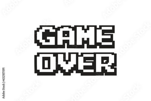 Game Over text on white background.8 bit game.retro game.