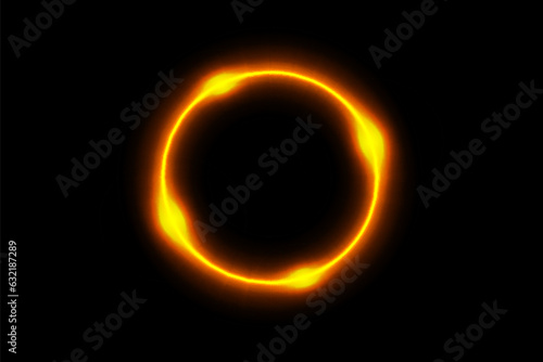 Round shiny frame background with light bursts. Dark background. Vector eps10.