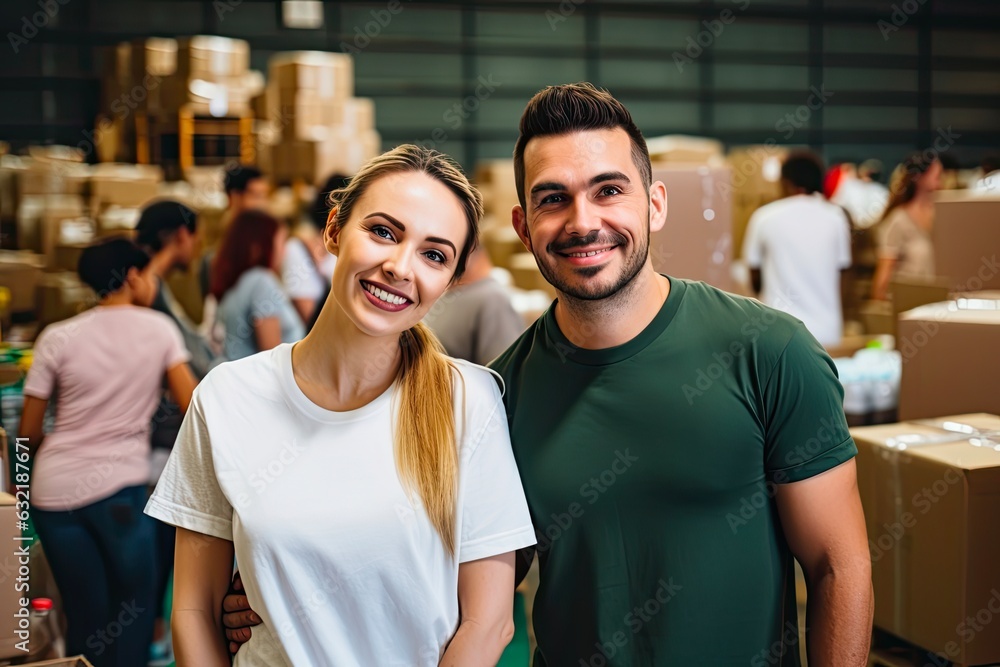 Group of Volunteers Working Together at Community Donation Center for Humanitarian and Charity Organisation. Generative AI Group of Volunteers Working Together at Community Donation Center for Humanitarian and Charity Organisation. Generative AI