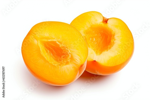Juicy Apricot Slice Isolated on White. Ripe Fruit Chunk Cut-Out for Organic Food Ingredient Concept. 3:2 Aspect Ratio: Generative AI