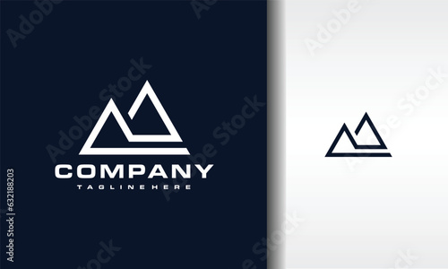 simple two mountains line logo