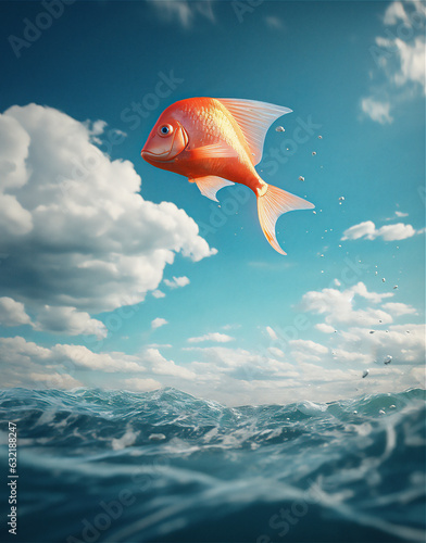 Verspielter, springender Fisch im offenen Meer