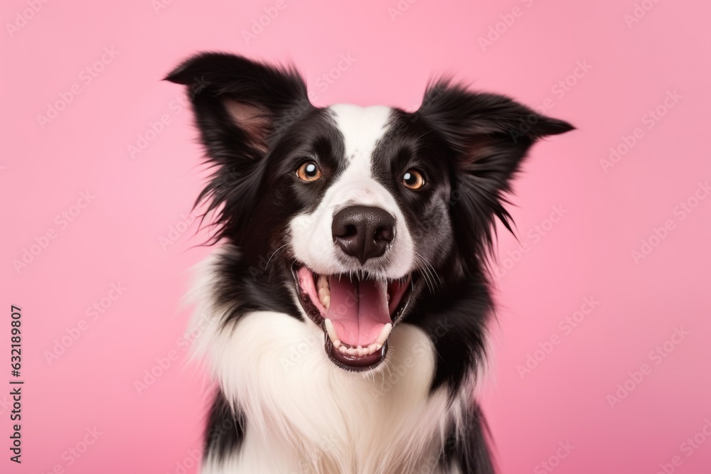 cute dog on pink background, AI Generated