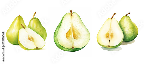 sweet pear slice cut watercolor