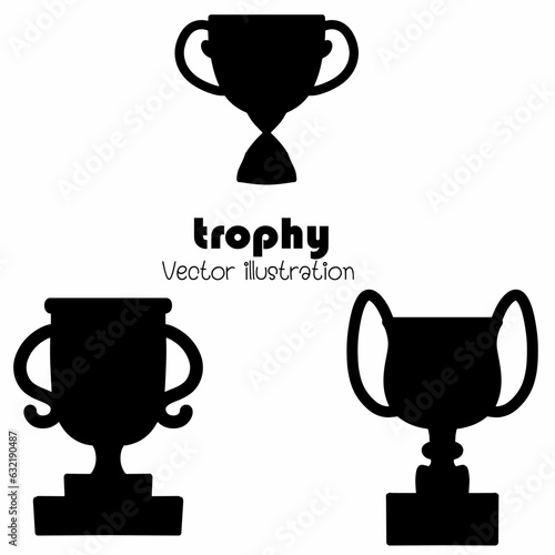 Yellow trophy Award of the competition,Vector illustration. Sport and competition.