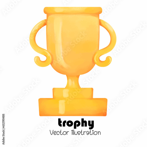 Yellow trophy Award of the competition,Vector illustration. Sport and competition.