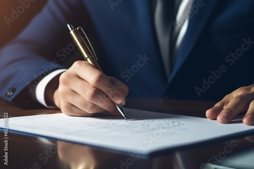 Businessman Writing on Paper