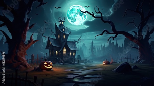 halloween decoration background template illustration. banner, copy space, spooky background.