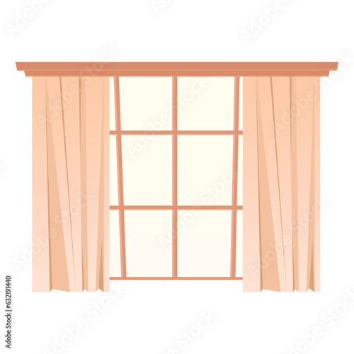 Vector cartoon image of a room window with curtains. The concept of a home design element.