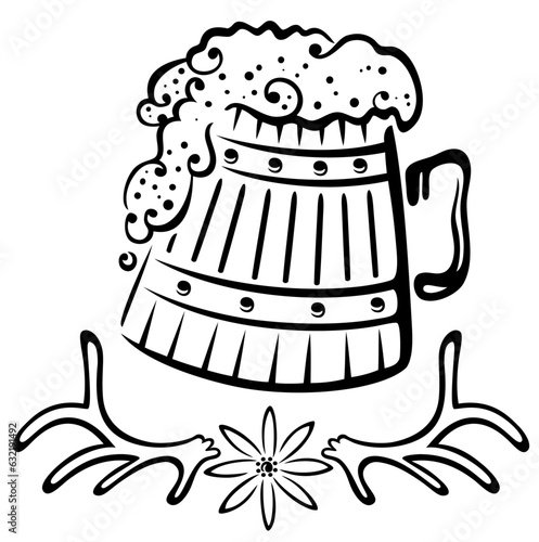 Bier Bierkrug Geweih Edelweiß Vektor. 