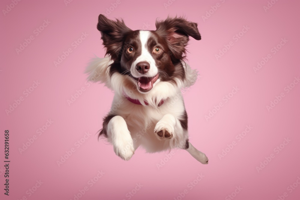 Fototapeta premium cute dog on pink background, AI Generated
