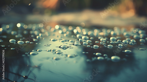 Drop Water in Raining Season with Blur background. AI Generate.