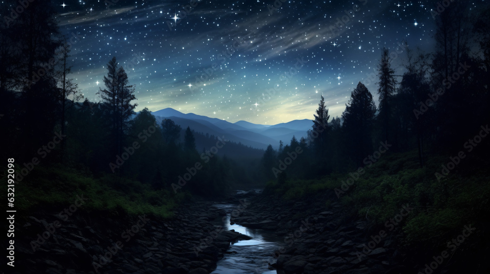 Night in the mountains milky-way star forest midnight dark sky
