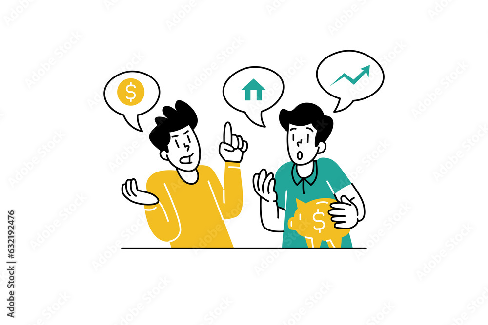 Two people excited about Finance Management Illustration Two people excited about Finance Management Illustration