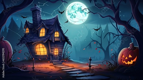 halloween decoration background template illustration. banner, copy space, spooky background.