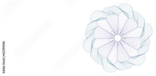 Watermark. Guilloche rosette element. Digital watermark for Security Papers. It can be used as a protective layer for certificate, voucher, banknote, play money design, currency, note, check, ticket,