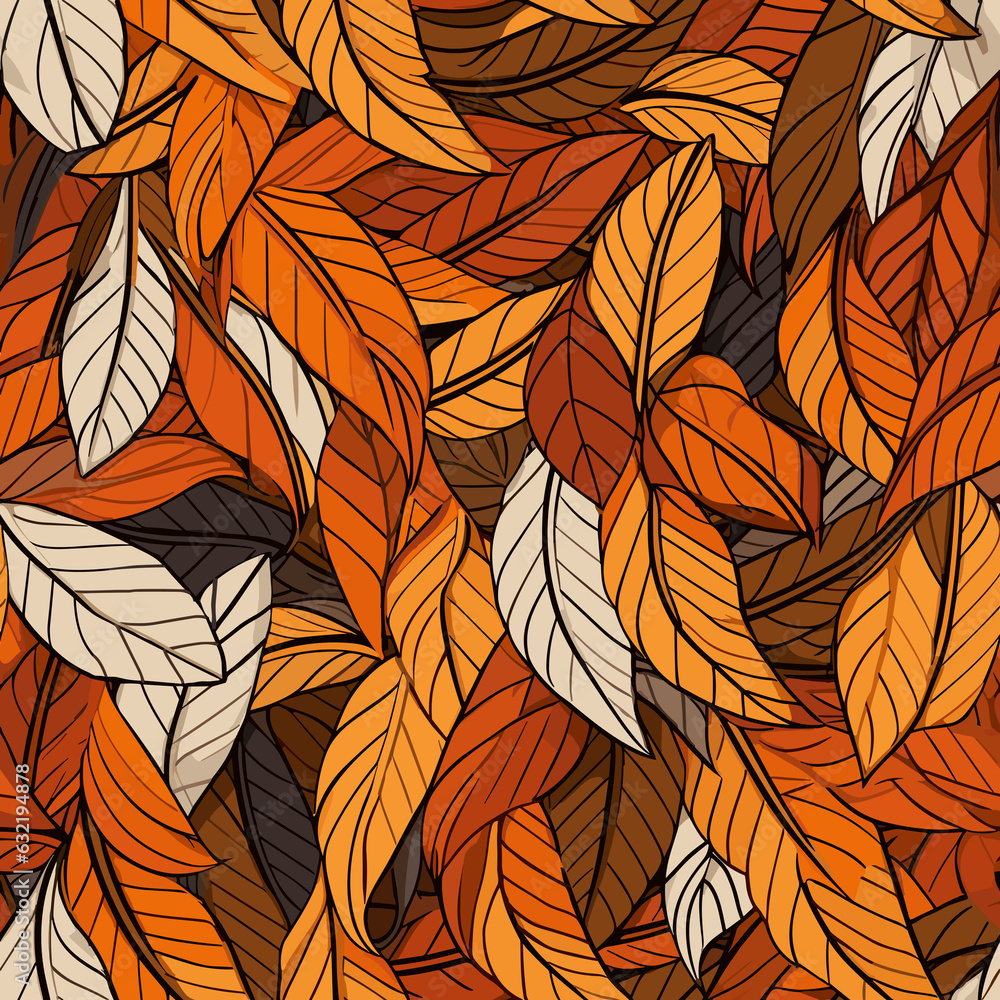 Autumn leaves seamless pattern. GENERATIVE AI Autumn leaves seamless pattern. GENERATIVE AI
